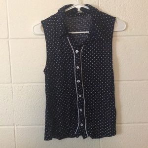 Polka dot tank top button up